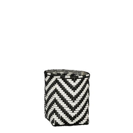 Merlijn Plantenmand voor Buiten - Set van 3 - H26 x Ø24 cm - Gerecycled Plastic - Zwart, Wit