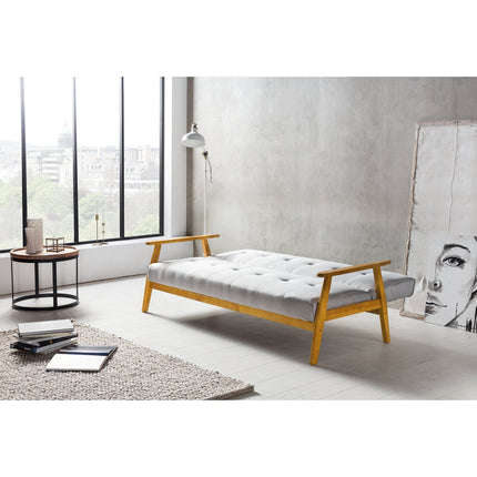 Slaapbank 190x85x81 cm lichtgrijs geweven stof