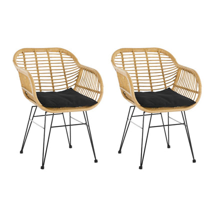 Set van 2 fauteuils in rotan look, naturel