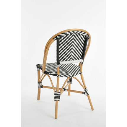 Mandox Bistrostoel - L51 x B57 x H90 cm - Rotan - Zwart, Wit