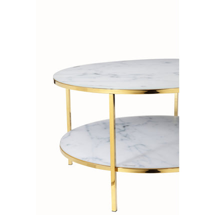 Salontafel met 2 planken Ø 80 cm