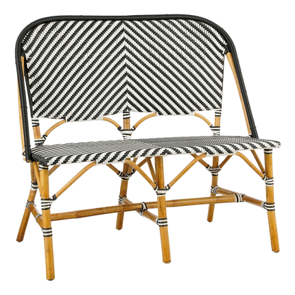 Mandox Bank voor Buiten - L98 x B60 x H93 cm - Rotan - Zwart, Wit