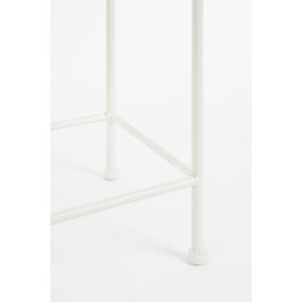 Odile Bijzettafel voor Buiten - Set van 3 - L28 x B28 x H67 cm - Metaal - Bruin, Wit