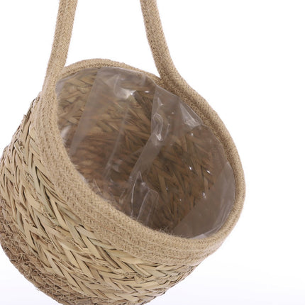 Anne Hangende Mand voor Planten - Set van 2 - H20 x Ø25 cm - Zeegras - Lichtbruin