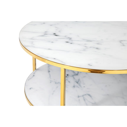 Salontafel met 2 planken Ø 80 cm