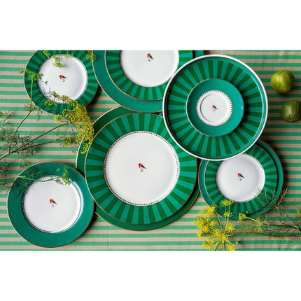 Mini Cake Tray of Love Birds Stripes Emerald-Green 24cm