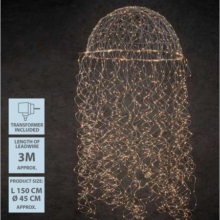 Kroonluchter Kwal met Warm Witte LED Verlichting - H150 x Ø45 cm - Zilver