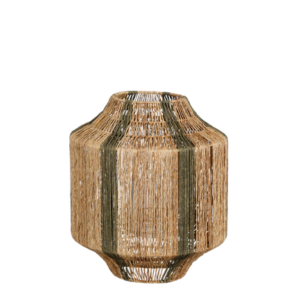 Liliano Lantaarn - H36 x Ø30 cm - Jute - Donkergroen