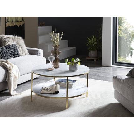 Salontafel met 2 planken Ø 80 cm