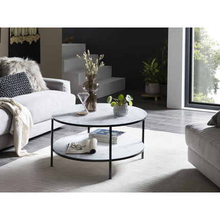 Salontafel met 2 planken Ø 80 cm