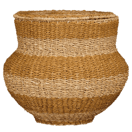 Tacoma Opbergmand met Deksel - H48 x Ø55 cm - Jute - Geel