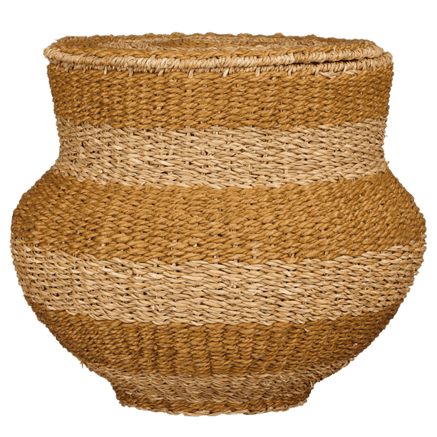 Tacoma Opbergmand met Deksel - H48 x Ø55 cm - Jute - Geel