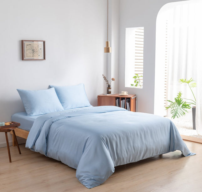 Boomba Premium dekbedovertrek 100% bamboe Sky Blue - Flessenhals instopstrook
