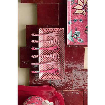 Giftset Teaspoons Oriental Flower Festival Dark Pink 13cm