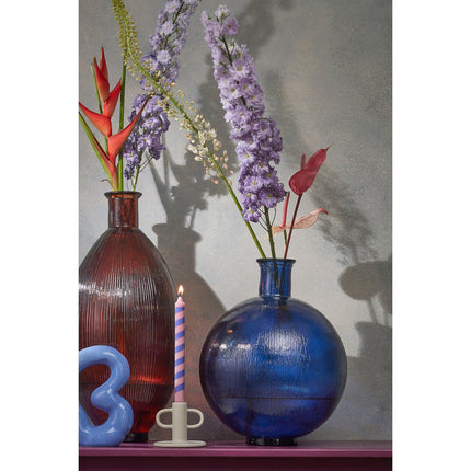 Firenza Fles Vaas - H42 x Ø34 cm - Gerecycled Glas - Donkerblauw