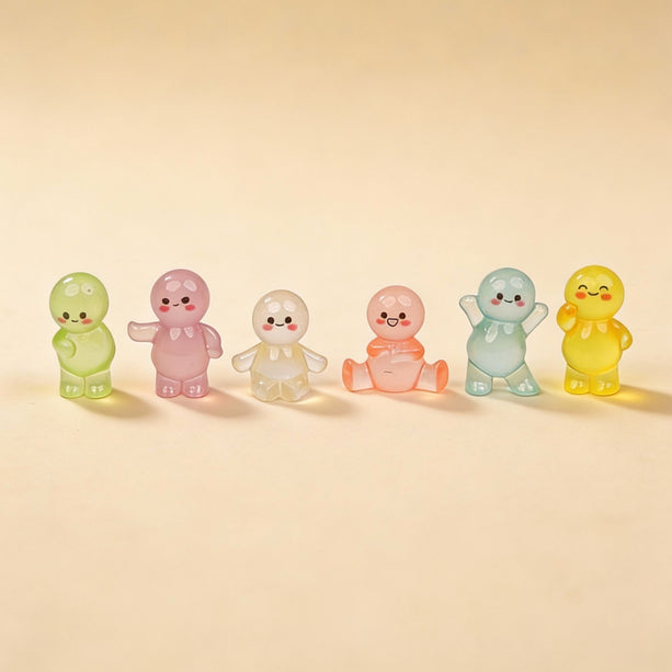 Lichtvriendjes - Decoratieve miniatuur figuren - Glow in the dark - 6 stuks - ↑ 3 cm