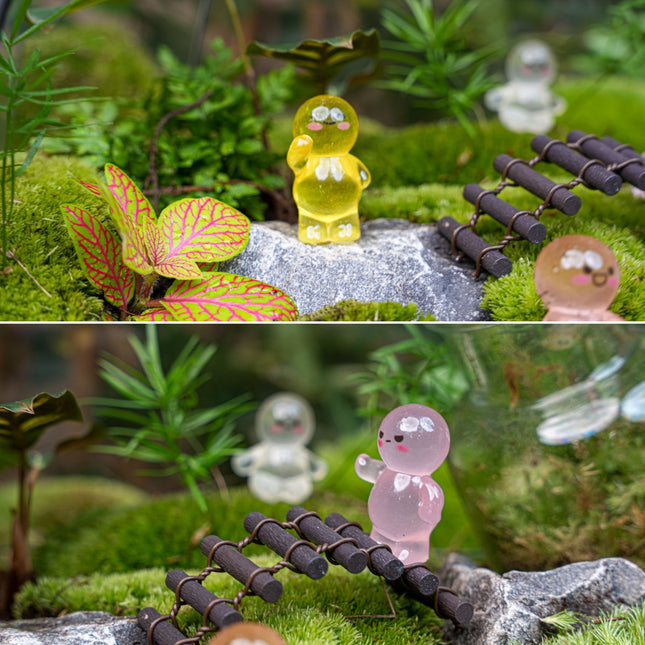 Lichtvriendjes - Decoratieve miniatuur figuren - Glow in the dark - 6 stuks - ↑ 3 cm