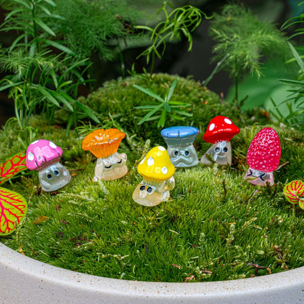 Nachtzwammetjes - Decoratieve mini paddenstoelen - Glow in the dark - 6 stuks - ↑ 2 cm