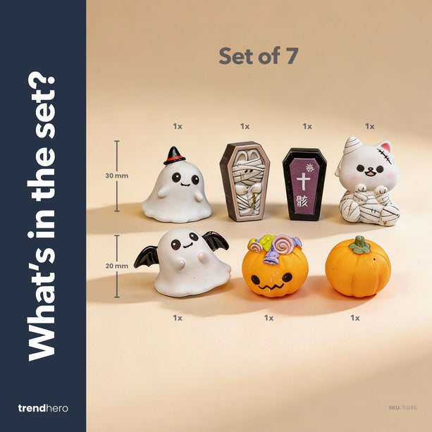 Horror huis - Decoratieve miniatuur figuren - Halloween - 7 stuks - ↑ 1 - 3 cm