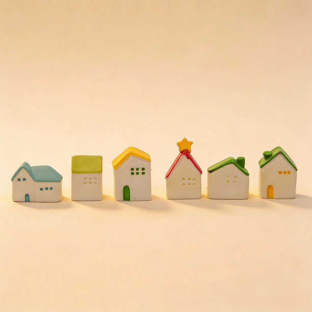 Droomdorp - Decoratieve miniatuur huisjes - 6 stuks - ↑ 2 - 3 cm
