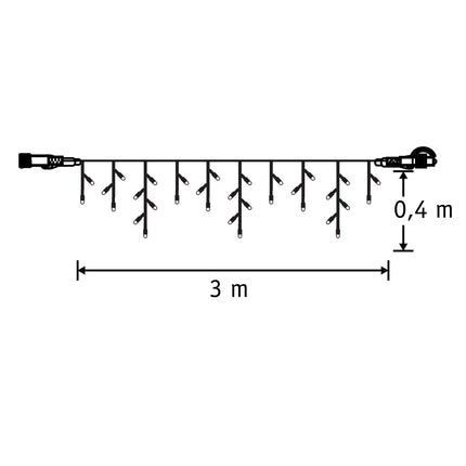 Connect XP Pegel Lichtgordijn met 38 LED Lampjes - L300 x H40 cm - Warm Wit