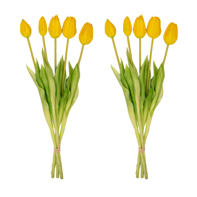 Vaas Lady 'Kylie' ↑ 27 cm + 10x real touch Tulpen Geel