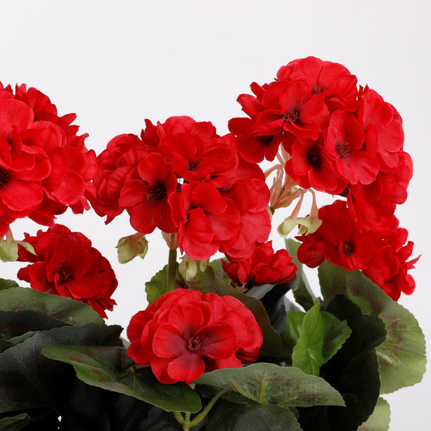 Geranium Kunstplant in Balkonbak - L29 x B13 x H40 cm - Rood