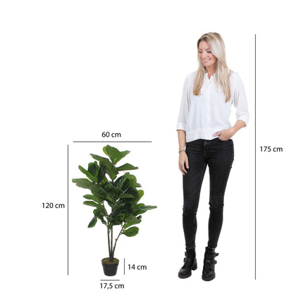 Ficus Lyrata Kunstplant - H120 x Ø60 cm - Groen