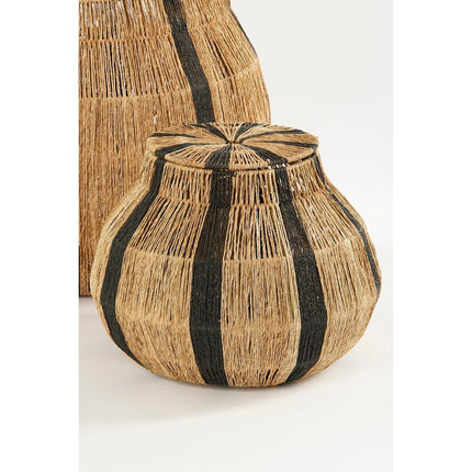 Liliano Mand - Set van 2 - H48 x Ø50 cm - Jute - Zwart