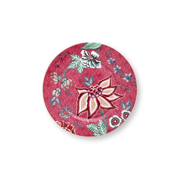 Set/4 Plates Flower Festival Dark Pink 17cm