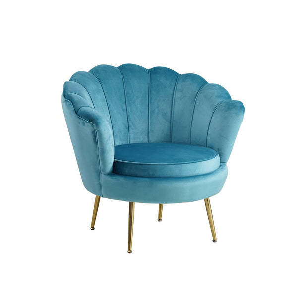 Fluwelen schelp fauteuil blauw