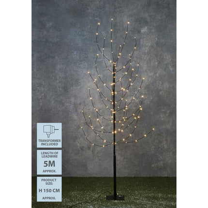 Boom met Warm Witte LED Verlichting - H150 x Ø15 cm - Zwart