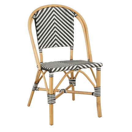 Mandox Bistrostoel - L51 x B57 x H90 cm - Rotan - Zwart, Wit