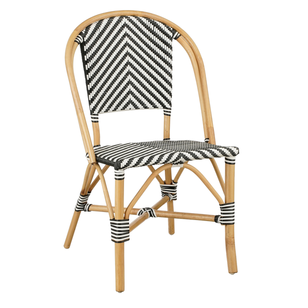 Mandox Bistrostoel - L51 x B57 x H90 cm - Rotan - Zwart, Wit