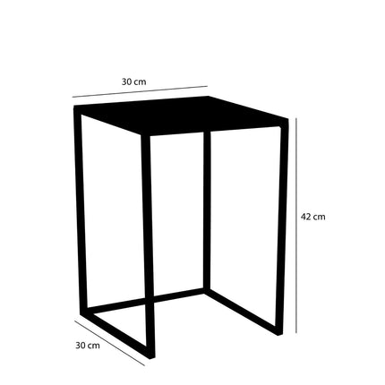 Goa Bijzettafel - Set van 2 - L30 x B30 x H42 cm - Metaal - Zwart