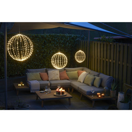 Kerstverlichting Bal met Warm Witte LED Lampjes - Ø40 cm - Zwart