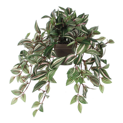 Tradescantia Kunst Hangplant in Bloempot Stan - H45 x Ø25 cm - Groen