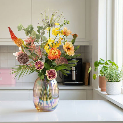 Kunstbloemenboeket - Amber Peach Deluxe - Real Touch - 12 stelen - ↑ 105 cm