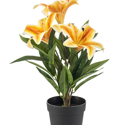 Lelie in pot - Geel / Oranje - Kunstplant - ↑ 33 cm