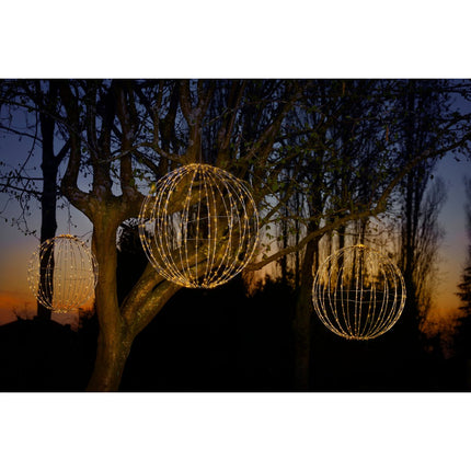 Kerstverlichting Bal met Klassiek Witte LED Lampjes - Ø60 cm - Zilver