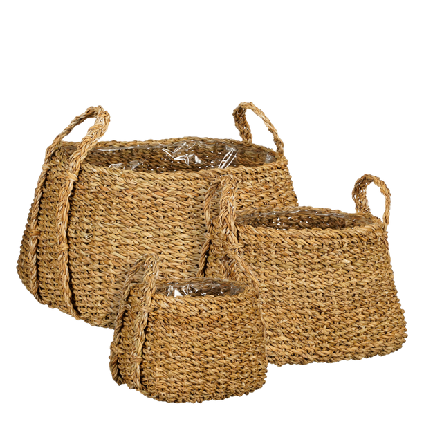 Plantenmand - Set van 3 - H25 x Ø35 cm - Bruin