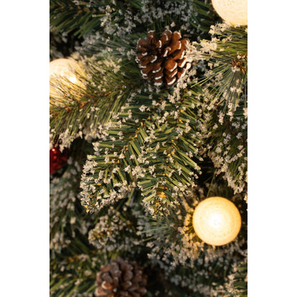 Kaprun Kunstkerstboom in Jute met LED Verlichting - H60 x Ø39 cm - Groen Frosted, Rood