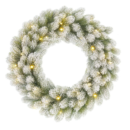 Nigata Kerstkrans met LED Verlichting - Ø60 cm - Groen Frosted