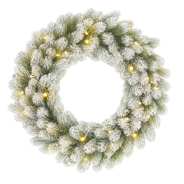 Nigata Kerstkrans met LED Verlichting - Ø60 cm - Groen Frosted