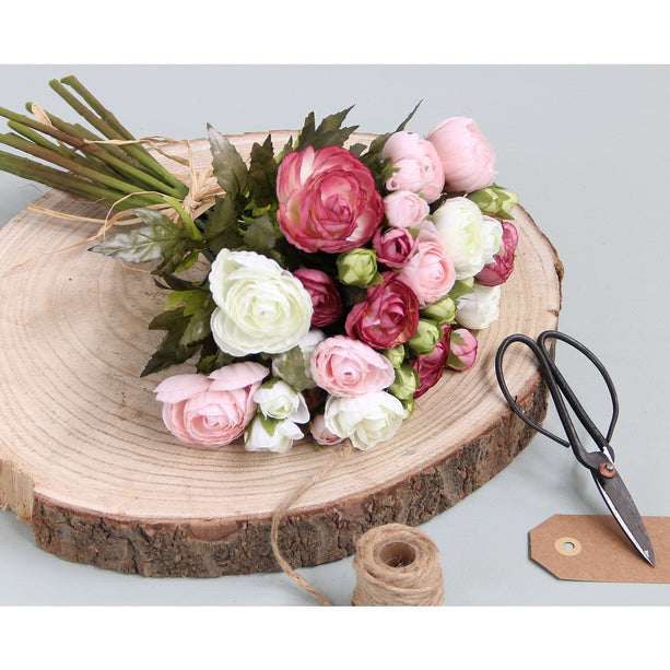 Ranonkels Kunstbloemen Boeket - H35 x Ø26 cm - Roze