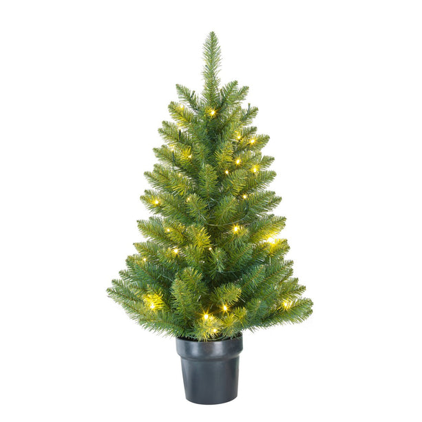 Riverton Kunstkerstboom in Pot met LED Verlichting - H90 x Ø58 cm - Groen