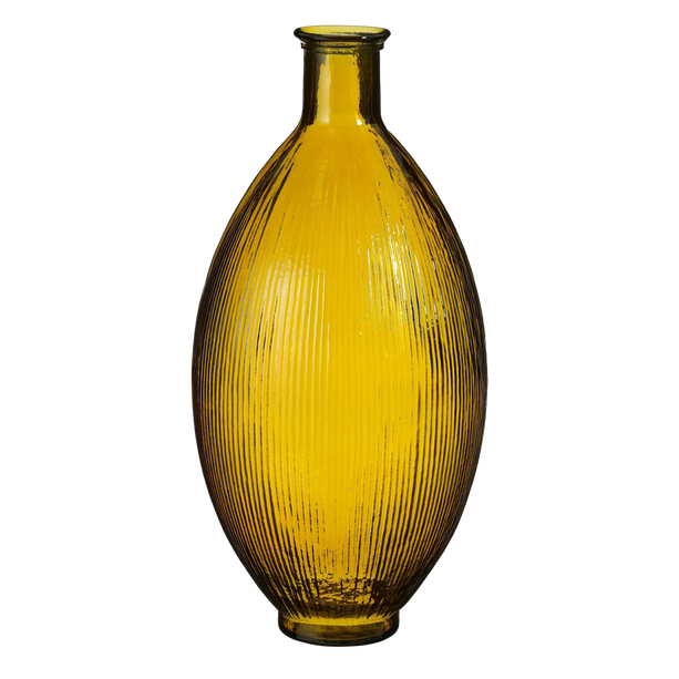 Firenza Fles Vaas - H59 x Ø29 cm - Gerecycled Glas - Oker