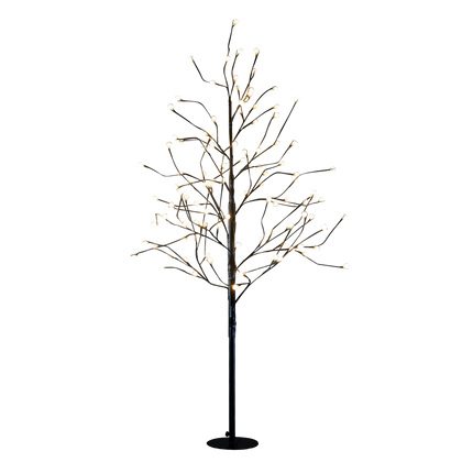 Boom met Klassiek Witte LED Verlichting - H150 x Ø80 cm - Metaal - Zwart