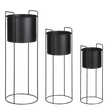 Favani Bloempot op Standaard - Set van 3 - H80 x Ø28 cm - Metaal - Zwart