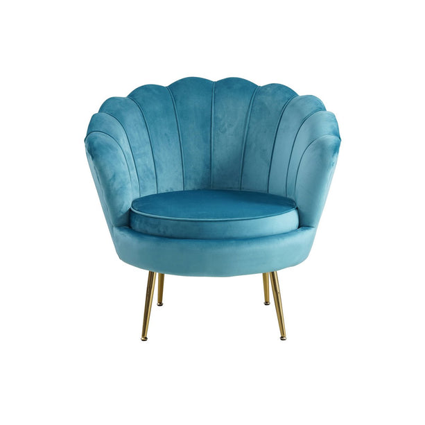 Fluwelen schelp fauteuil blauw